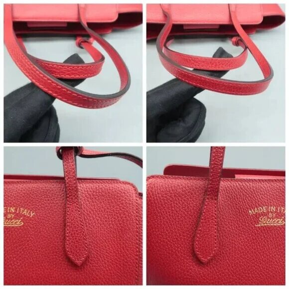 100% Authentic GUCCI Swing Red Leather Shoulder Bag 613-09124 - Picture 8 of 12